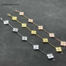 Original 1to1 Van C-A Leaf Fantasy Four Grass Five Flower Bracelet V Gold 18K Rose Lock Bone Chain High Version Diamond Fashion and Advanced SenseS4C6K4OH