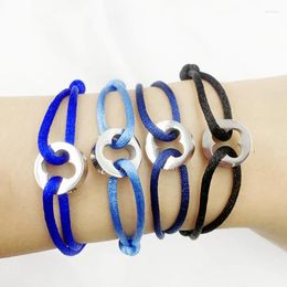 Charm Bracelets Stainless Steel Clover Flower Round Rope Chain Bracelet For Women Men Adjustable Size Bangle DIY Jewelry