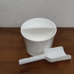 White Plastic Ice buckets with scoop Maker Saving Cubes Storage Space Mould cooler2658