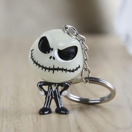 The Nightmare Before Christmas Keychain Jack Skellington Key Ring Hanger mask The head glowed in dark figure toy key chain233O