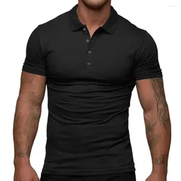 Men's Polos Summer Men Pullover Shirt Lapel Buttons Neckline Short Sleeve Slim Fit Tops Quick Dry Breathable T-shirt