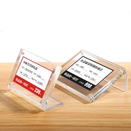 wholesale Transverse L black Acrylic Frame Stand magnetic label holder table menu paper info photo frame advertising desk sign name card ZZ