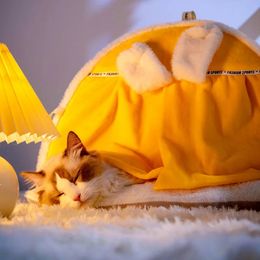 Cat Bed Pet House Deep Sleep Kitten Cave Cushion Comfort Cat House Dog Basket Tent Winter Warm Indoor Cat Nest Pets Bed 240123