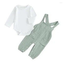 Clothing Sets Pudcoco Infant Baby Girls Boys Outfit Long Sleeve Crew Neck Romper With Overall Pants Fall Set 3-18M