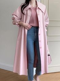 Women's Trench Coats Spring Autumn Women Fashion Casual Loose Windbreaker Elegant Chic Solid Vintage Outerwear Belted Overcoat Female