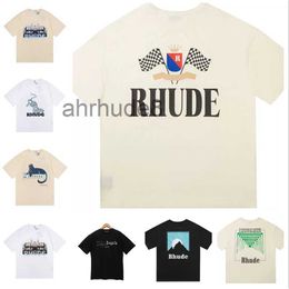 Rhude Mens t Shirts Casual Cotton Men Summer Street Skateboard T-shirts Short Sleeves Luxury Brand Tees Size S-xl 7H14