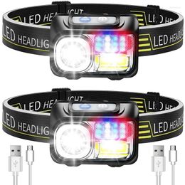 Headlamps Head Light 2 Pack USB Rechargeable LED 1200 Lumen Super Bright Motion Sensor Waterproof Headlight