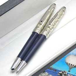 wholesale Special Edition Around the World in 80 Days 163 Rollerball Ballpoint Pen Monte Blue Resin Office School Writing Fountain Pens With Serial Number