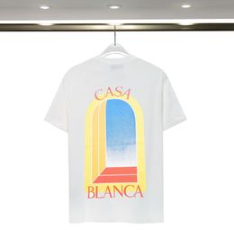 Woens 2024 T Shirt Luxe Tshirt Kazablanka Tees Erkekler için Top büyük boy tee Kazablank Gömlek Casa Blanca Giyim Moda Yaz Mürettebat Boyun
