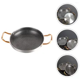 Pans Stainless Steel Hong Style Honeycomb Griddle Thickened Seafood Crayfish Rice Pot Creative Double Ear Plate Pan (26cm)