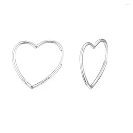 Hoop Earrings Genuine 925 Sterling Silver Large For Women Asymmetric Hearts Of Love Party Wedding Original Jewellery