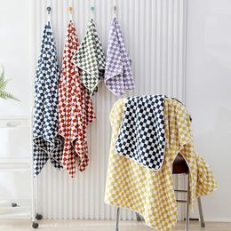 Towel Soft Skin-Friendly Face Towels Retro Checkerboard Plaid Long-Staple Cotton Absorption Hang Hand Bathtowel For Home