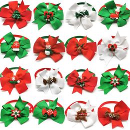 Dog Apparel 30/50pcs Christmas Pet Bowties Grooming Product Small Cat Bowtie Necktie With Xmas Accessories Tie Supplies