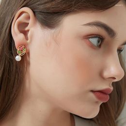 Stud Earrings 2024 Flower Pearl For Women Versatile Personality Trendy Dangle Wedding Party Jewellery Wholesale