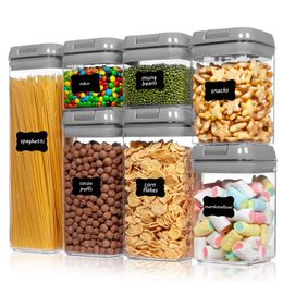 Kitchen 7pcs Food Containers Set BPA Free Plastic Airtight Storage Box With 10stickers and Pen 240124