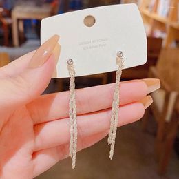 Dangle Earrings Simple Temperament For Women Luxury Long Tassel Fashion S925 Silver Needle Earring Jewelry Accessories