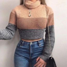 Women's Sweaters Women Striped Long Sleeve Knitted Pullovers Females Jumpers Cropped Fashion Turtlenecks Autumn Winter 2024