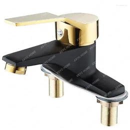 Bathroom Sink Faucets Golden And Cold Faucet Inter-Platform Basin Wash Warm Double Hole Washbasin