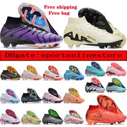 Send Bag Quality Football Boots Superflys 9 Elite FG ACC Socks Soccer Cleats Mens Firm Ground Mbappe Ronaldo Trainers Comfortable Football Shoes scarpe calcio