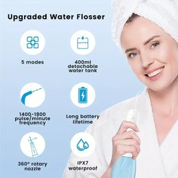 Portable Cordless Tooth Flosser, Rechargeable With 5 Nozzles Dental Oral Rinse For Dental Care, Suitable For Home Travel, Give As Gifts