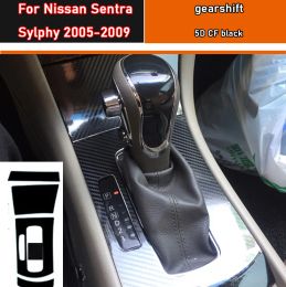 Car Interior Sticker Gear Box Protective Film For Nissan Sentra Sylphy 2005-2009 Car window Panel Sticker Carbon Fibre Black