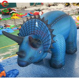 8mL (26ft) With blower Outdoor Activities promotion Free Door Ship 7m Long Blue Triceratops Replica Inflatable Dragon Model for Sale