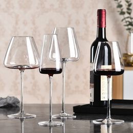 Collection Level Handmade Red Wine Glass Ultra-Thin Crystal Burgundy Bordeaux Goblet Art Big Belly Tasting Cup