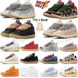 Designer Top Quality Curb Sneakers Homens Mulheres Lace-up Sapato Casual Extraordinário Couro Em Relevo Nappa Plataforma de Bezerro Sola de Borracha Lanvlies Sapatos de Luxo E9v8 #