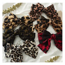 Hair Accessories Fashion Girls Bows Hair Pins Korean Leopard Three Layers Kids Clip Lace-Up Barrettes For Women Accesories Drop Delive Dhhec