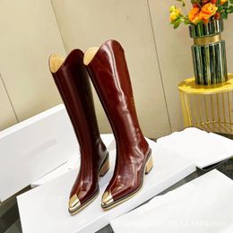 Boots High Heel Long Women's Fashion 2024 Autumn Thin Leg Tube Metal Pointed Thick