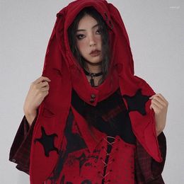 Berets Autumn Winter Streetwear Harajuku Punk Gothic Girl Casual Five Pointed Red Black Perforated Heart Hardware Hat