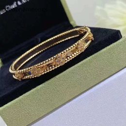 Original 1to1 Van C-A Edition Kaleidoscope High Bracelet for Women Lucky Clover Full Diamond 18K Rose Gold Buckle FashionKRPXLC2H