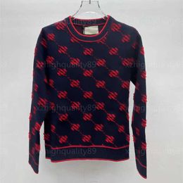 Designer Sweater Women Knit Jumper Womens Sweaters Red Letter Striped Jacquard Fashion Long Sleeved Round Neck Top Loose Quality Fabric Pullover Womens Clothing