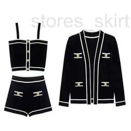 Two Piece Dress Designer 2024 Summer casual knitted ski shirt three-piece set short skirt sleeve fabric luxury designer clothing wear IP4H