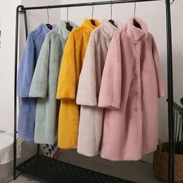 Women's Fur Faux Coat 2024 Winter Jacket Long Mink Women Loose OverCoat Luxury Thicken Warm Oversize Female Plush
