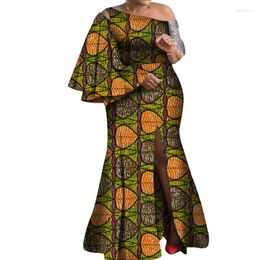 Ethnic Clothing African Long Prom Dresses Flared Lace Patchwork Bodycon Women Evening Cocktail Club Party Gowns Sexy Slit Outfits 2024