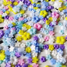 Nail Art Decorations 100pcs 3D Acrylic Flower Mixed Size Gold Rhinestones Gems Beads Charms For Manicure Accessories Tools