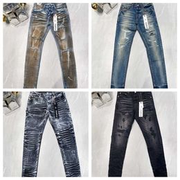 Jeans da uomo viola designer moda strada hip hop stampa alfabetica patchwork di lusso graffiti strappati diritti denim regolari lavaggio sbiadito vintage