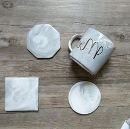 Table Mats 50pcs/lot Marble Grain Cup Ceramic Pads Home Kitchen Tools Desktop Non-slip Luxury Decoration Wholesale