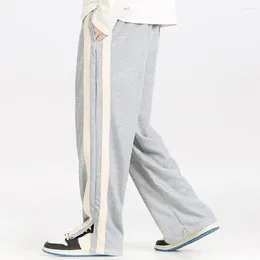 Men's Pants Men Sweatpants Comfortable Striped Wide Leg Jogging With Drawstring Elastic Waist Deep For Four