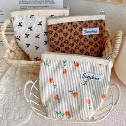 Cosmetic Bags Fashion Vintage Corduroy Clutch Bag Make Up Women Sanitary Napkins Pads Pouch Lipstick Earphone Organizer Coin