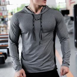 Mens Fitness Tracksuit Running Sport Hoodie Gym Joggers Hooded Outdoor Workout Shirts Tops Clothing Muscle Training Sweatshirt 240119