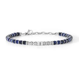 Strands Runda Men's Natural Stone Bracelet Kyanite Obsidian with Stainless Steel Adjustable Size 22cm Handmade Beads Bracelet for Men