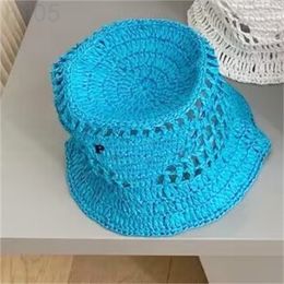 Summer Beach Hat Triangle Letter Designer Cap Hollowed Out Creative Versatile Gorra Men Cool Seaside P Pure Colour Black Popular Famous Straw Hats Elegant PJ088