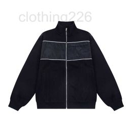 Men's Jackets Designer 24SS New Set Spliced Fabric Weaving Triangle Label Zipper Coat for Men and Women 56JU