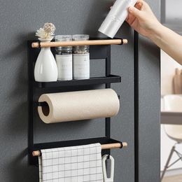 Magnetic Fridge Shelf Paper Towel Roll Holder Magnetic Storage Rack Spice Hang Rack Decorative Metal Shelf Kitchen Organizer247K