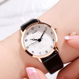 Women's high-grade light luxury simple leisure small fresh flower belt waterproof quartz watch