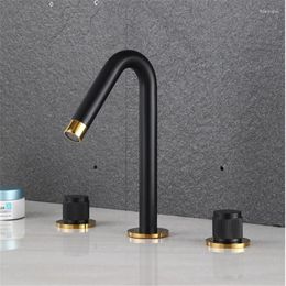 Bathroom Sink Faucets Gold Basin Faucet Brass Black Widespread Chrome 3 Hole & Cold Wash Water Tap