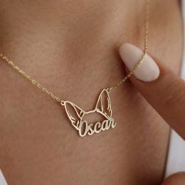 Necklaces Custom Dog Ears Name Necklace Personalized Pet Name Necklace Animal Memorial Necklace Birthday Gift for Her