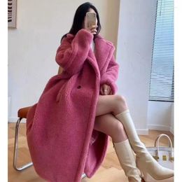 Women's Fur Autumn And Winter Warm Coat 2024 Artificial Thick Casual Loose Retro Pink Long Faux Jacket Women